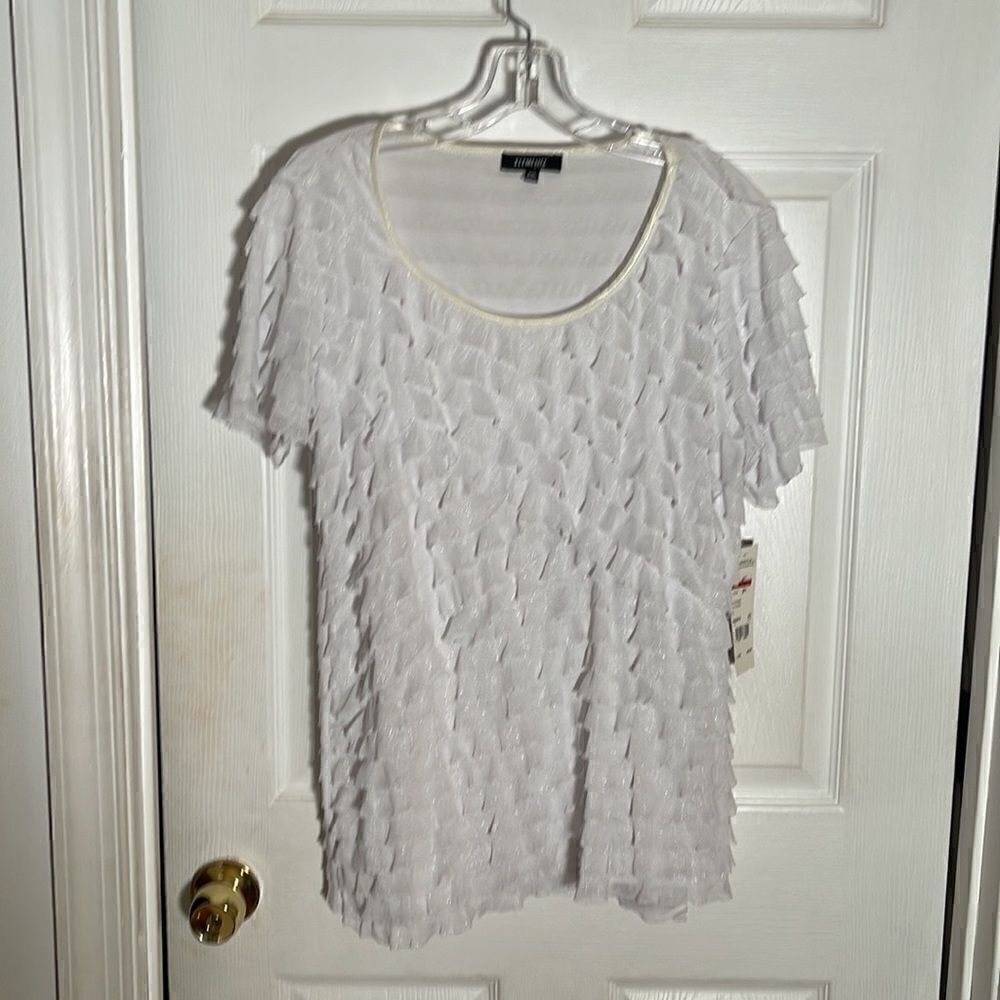 Elementz white pull over dressy blouse